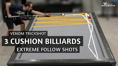 EXTREME FOLLOW SHOTS | 3-Cushion Billiards by Venom Trickshots