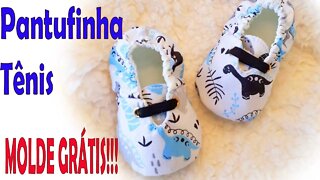 MOLDE GRÁTIS!!! Pantufinha Tênis p/ Bebê