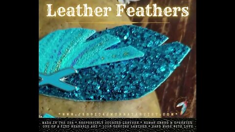 TEAL RIBBON AWARENESS, 3 inch leather feather earrings