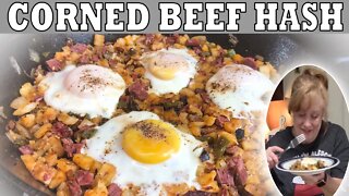 CORNED BEEF HASH RECIPE WITH EGGS | COOK WITH ME LEFTOVER CORNED BEEF