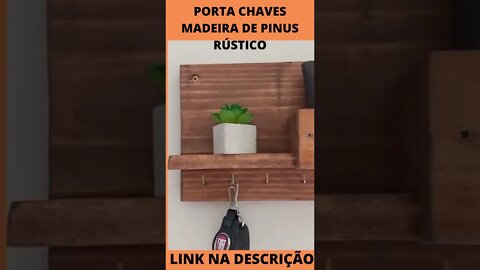 Porta Chaves Celular Cartas Em Madeira De Pinus Rústico