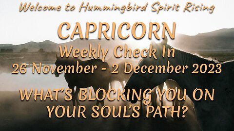 CAPRICORN Weekly Check In 26 Nov - 2 Dec 2023 - WHAT'S BLOCKING YOU ON YOUR SOUL'S PATH?