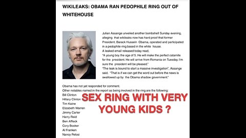 Wikileaks: OBAMA RUN PEDOPHILE RING OUT OF THE WHITEHOUSE #FreeJulianAssange