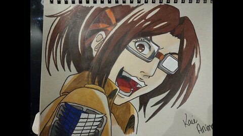 ZOE HANGE from Attack on Titan sketched and drawn in color crayons!