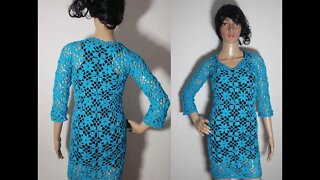 How to crochet dress from motifs tutorial and written pattern