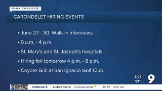 Carondelet Hiring Events week of June 27 - 30