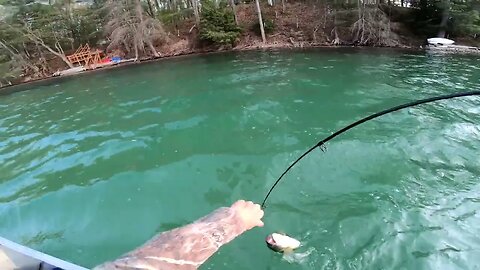 largemouth bass fishing in the canoe