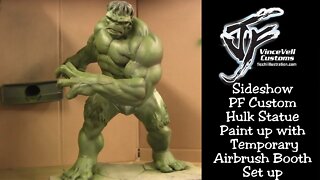 Sideshow PF Hulk Statue Paint up with Temporary Airbrush Booth Set up