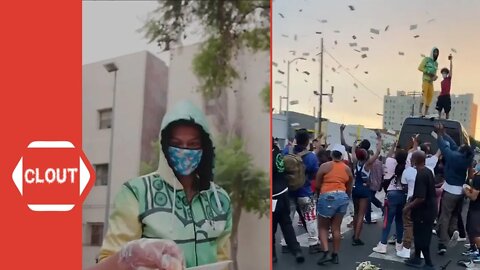 Blueface Returns To Skid Row LA And Helps Feed The Homeless + Throws $50K Cash In The Streets!