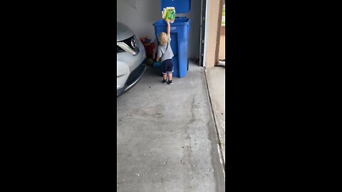 Toddler Learns How To Recycle!
