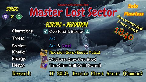 Destiny 2 Master Lost Sector: Europa - Perdition on my Strand Warlock Solo-Flawless 5-2-23