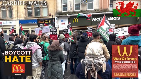 Pro-Palestinian vs McDonald's on St. Marry Street, Cardif
