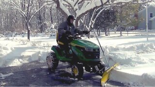 Snow Plowing With A John Deere Lawn Tractor