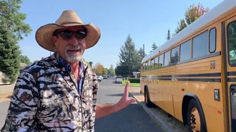 Neighbor Rocky LOVES our bus | 1989 Crown Super Coach