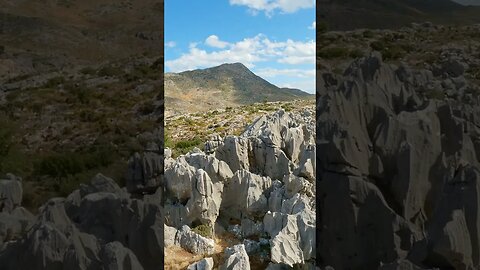 Karst rock formations in Strouboulas mountain plateau, near Heraklion