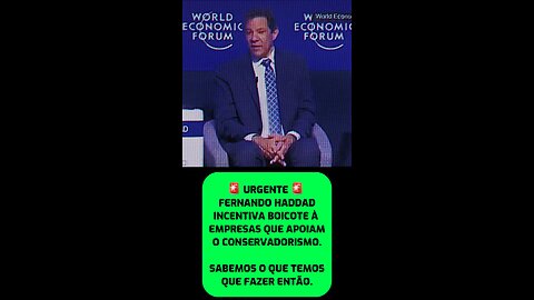 Em Davos Ministro da Econômica Haddad defende boicote à empresas conservadores.