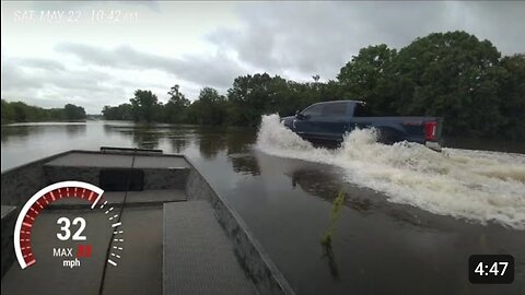 Flooded River over Highway Outboard Jet