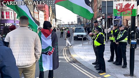 March for Palestinian Land, Caroline Street, Cardiff Wales