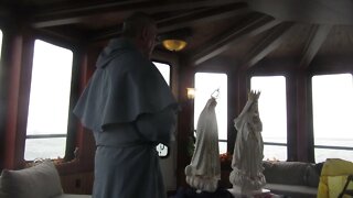 Fr Andre Marie leads the Rosary at the Cenacle for priest onboard ship 10 30 21 1 of 2