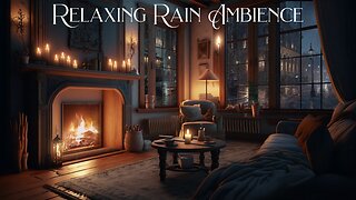 Relaxing Rain Ambience, Rain Sounds, Rain Video, Rain, Crackling Fireplace