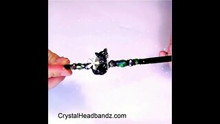 Black Cat and Crystal Beads Decorated Comfortable Headband for Women and Girls