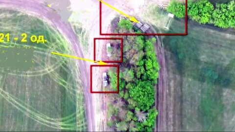 Drone footage showing Russian Grad ammunition being destroyed by Ukrainian artillery shelling!