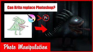 Creepy Monster Photo Manipulation and Digital Painting on krita
