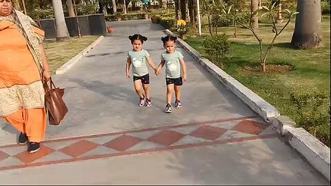 Twins Cute baby girl video in park 💐💐