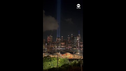 The Tribute in Light illuminates the New York City skyline in memory of those lost on Sept. 11, 2001