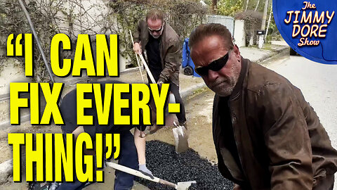 Arnold Schwarzenegger Gets Excited After Filling A Pothole!
