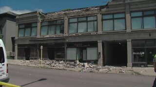 Facade of building in Buffalo's Allentown neighborhood collapses