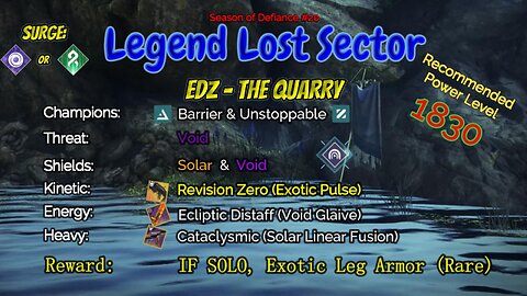 Destiny 2 Legend Lost Sector: EDZ - The Quarry on my Titan 4-18-23