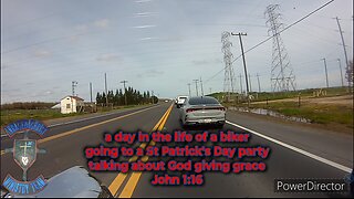 a day in the life of a biker going to a St Patrick's Day party talking about God's grace John 1:16