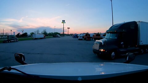 Time-laps Sunset at at Truck Stop Trucker Rudi