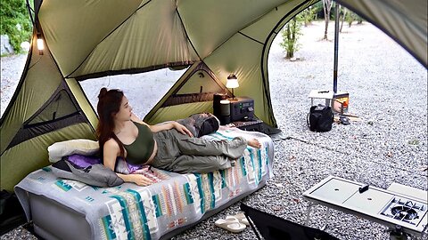 💰 luxury Solo camping for girl in huge tent for 10 people ⭐ With the cats