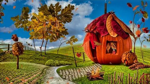 Little Pumpkin Farmhouse Ambience /Peaceful Wind, Leaves, and Fire Crackling Sounds