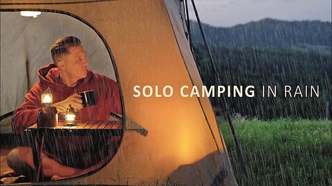 SOLO CAMPING In The RAIN [ Relaxing Camp In The Tent Shelter, Cosy Night, ASMR ]