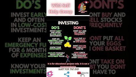 🔥Things to do and not to do in investing🔥#shorts🔥#wildselfhelpgroup🔥17 May 2022🔥