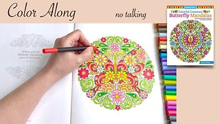 Calming, Stress Relief Coloring Along "Butterfly Mandalas", ASMR no talking Coloring Book
