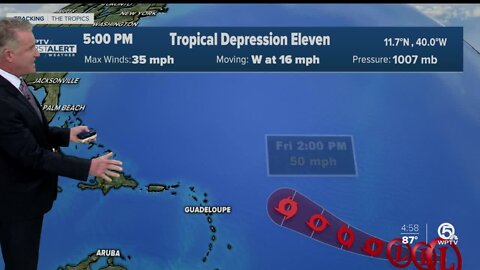 Tropical Depression 11 forms in the Atlantic