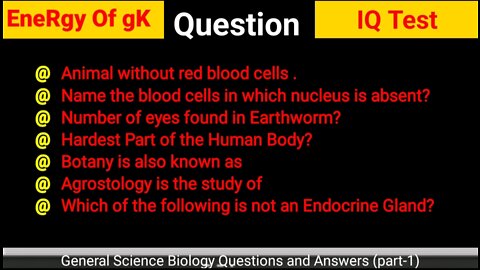 General science biology mcq question