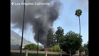 A Massive fire breaks out at warner bros studios in Los Angeles.