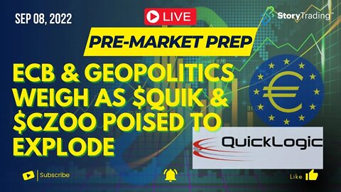 9/8/22 PreMarket Prep: ECB & Geopolitics Weigh as $QUIK & $CZOO Poised to Explode