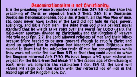 REVELATION IS SIMPLY THE REVEALING OF HOW TO RESTORE THE BIBLE AFTER THE RELIGIONS OF MEN SCREWED IT UP! THIS IS HOW WE START ALL OVER IN THE SECOND AGE OF CHRISTIANITY!