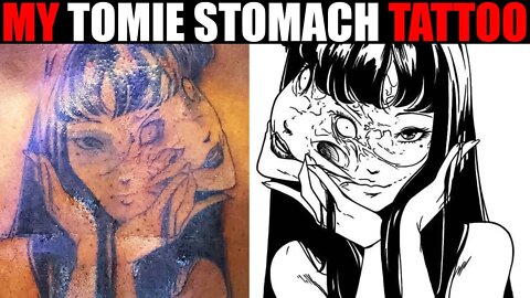 My New FIRE 🔥 JUNJI ITO TOMIE Stomach TATTOO! Tomie is Haunting me NOW!😱 #Shorts