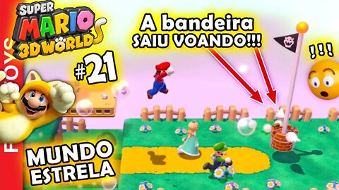 Super Mario 3d World #21 - Este Mundo Secreto é MUITO DOIDO, A BANDEIRA SAIU VOANDO!!! 😱😱😱 🚀⭐️🌙
