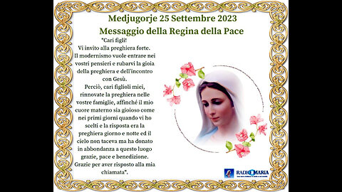 (25 SETTEMBRE 2023) - MEDJUGORJE: “MESSAGGIO DELLA REGINA DELLA PACE CON IL COMMENTO DI PADRE LIVIO!!”😇💖🙏