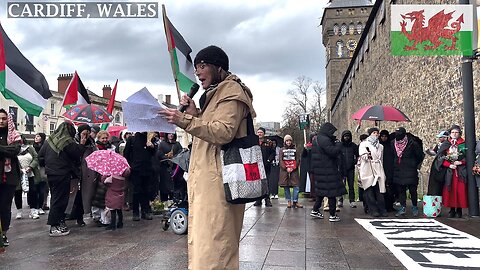 International Women’s Day by standing in solidarity with women in Gaza, Cardiff Castle - 2