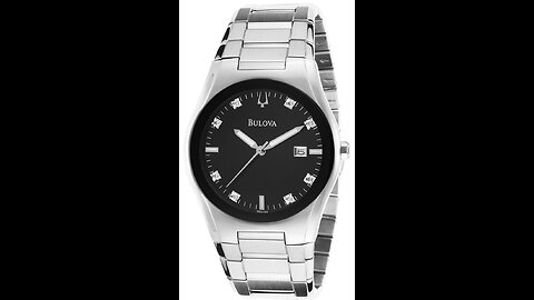 Bulova Men's 96D104 Black Dial 8 Diamonds Bracelet Watch