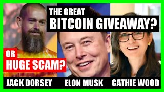 SCAM ALERT Elon Musk, Jack Dorsey, Cathie Wood of Ark Invest scam bitcoin giveaway video Youtube